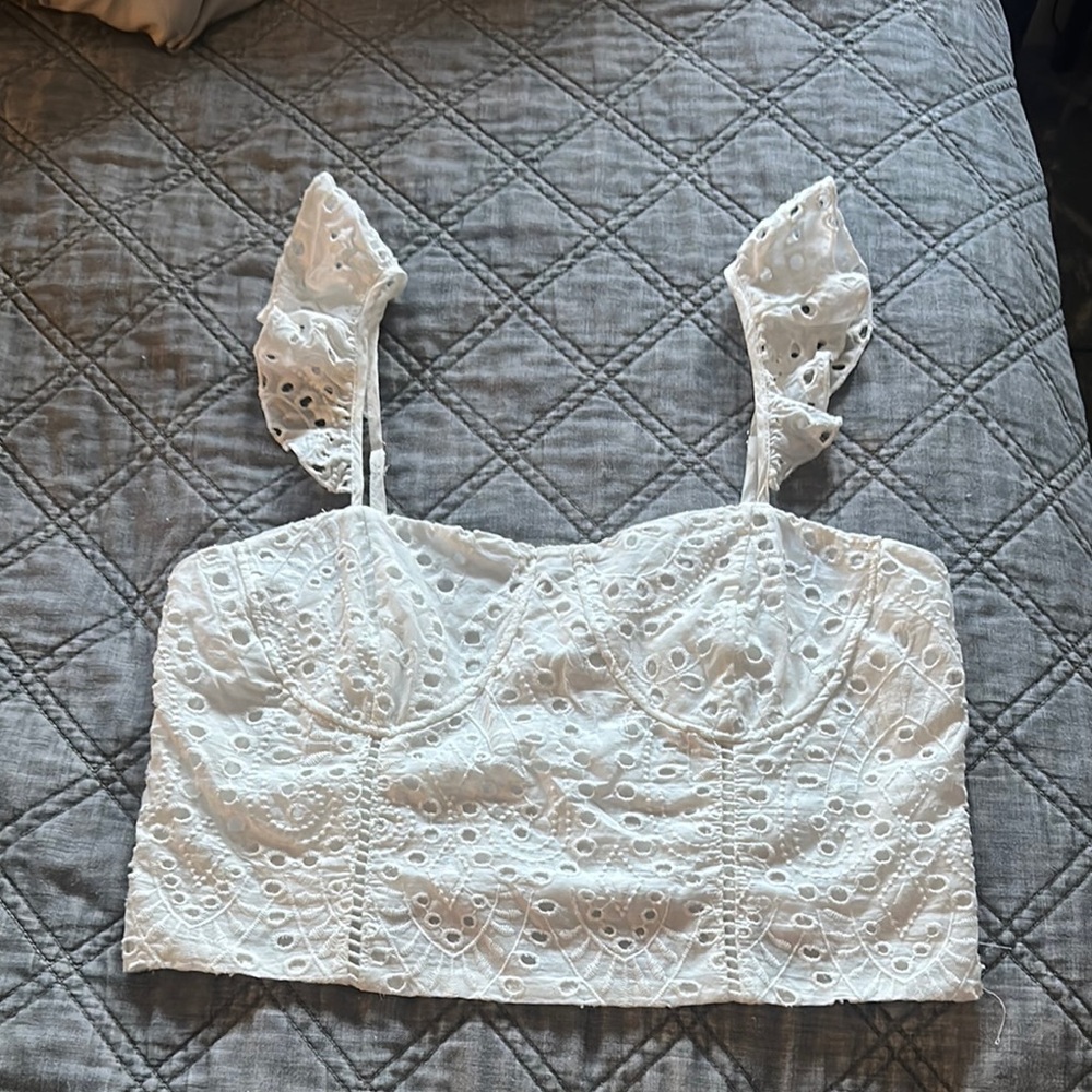 White Eyelet Women's Crop Top